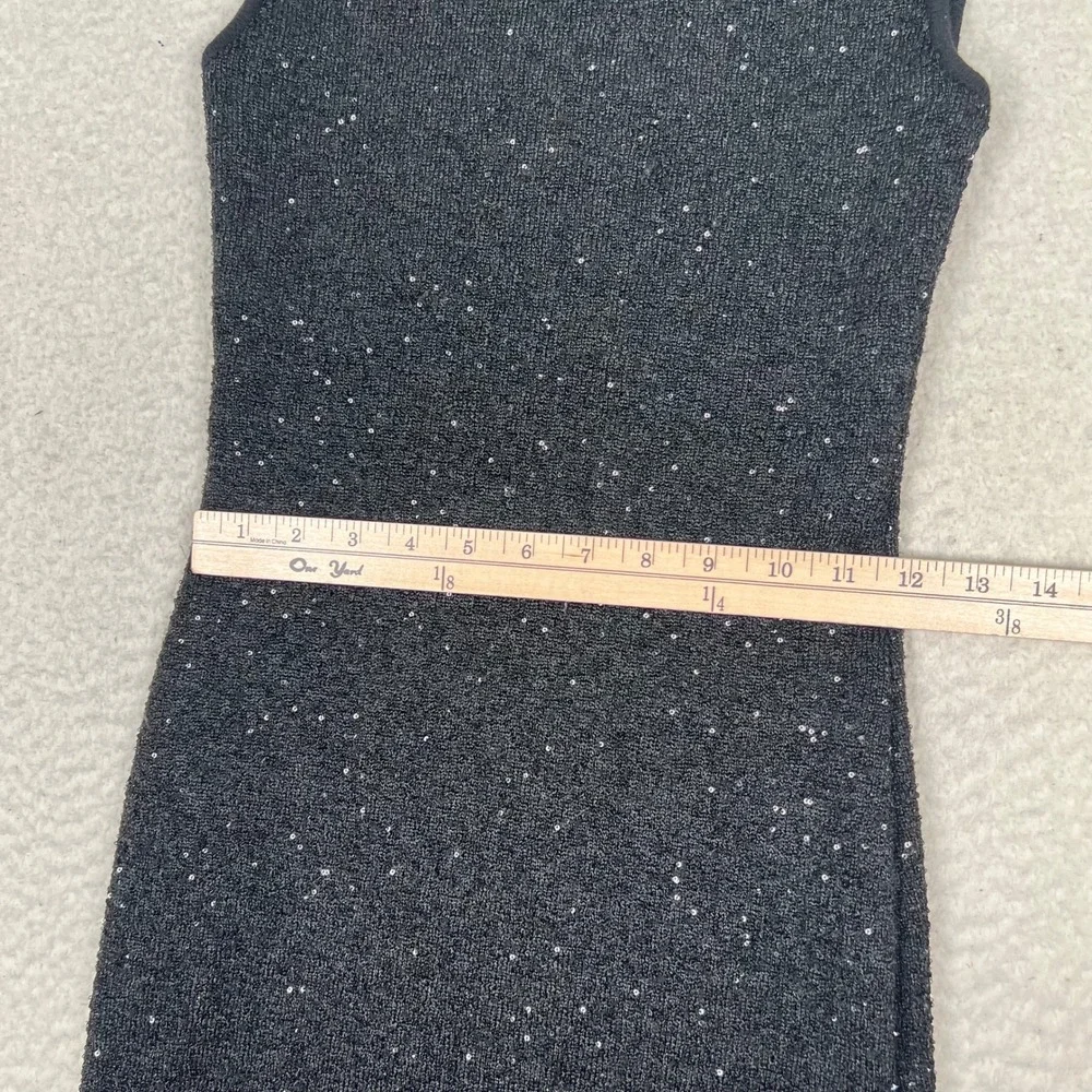 Avec‎ Les Filles Mock Neck Dress XS Black Sequin Knit Sleeveless Bodycon Sparkly